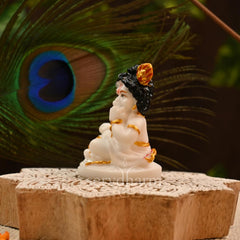 Baby Krishna Bal Gopal Murti, Decorative Showpiece, God Idol, Resin, White Idol, Beautiful Design, Handcrafted By Indian Artisans, All Occasions, Best Gift Option, Festivals Statue