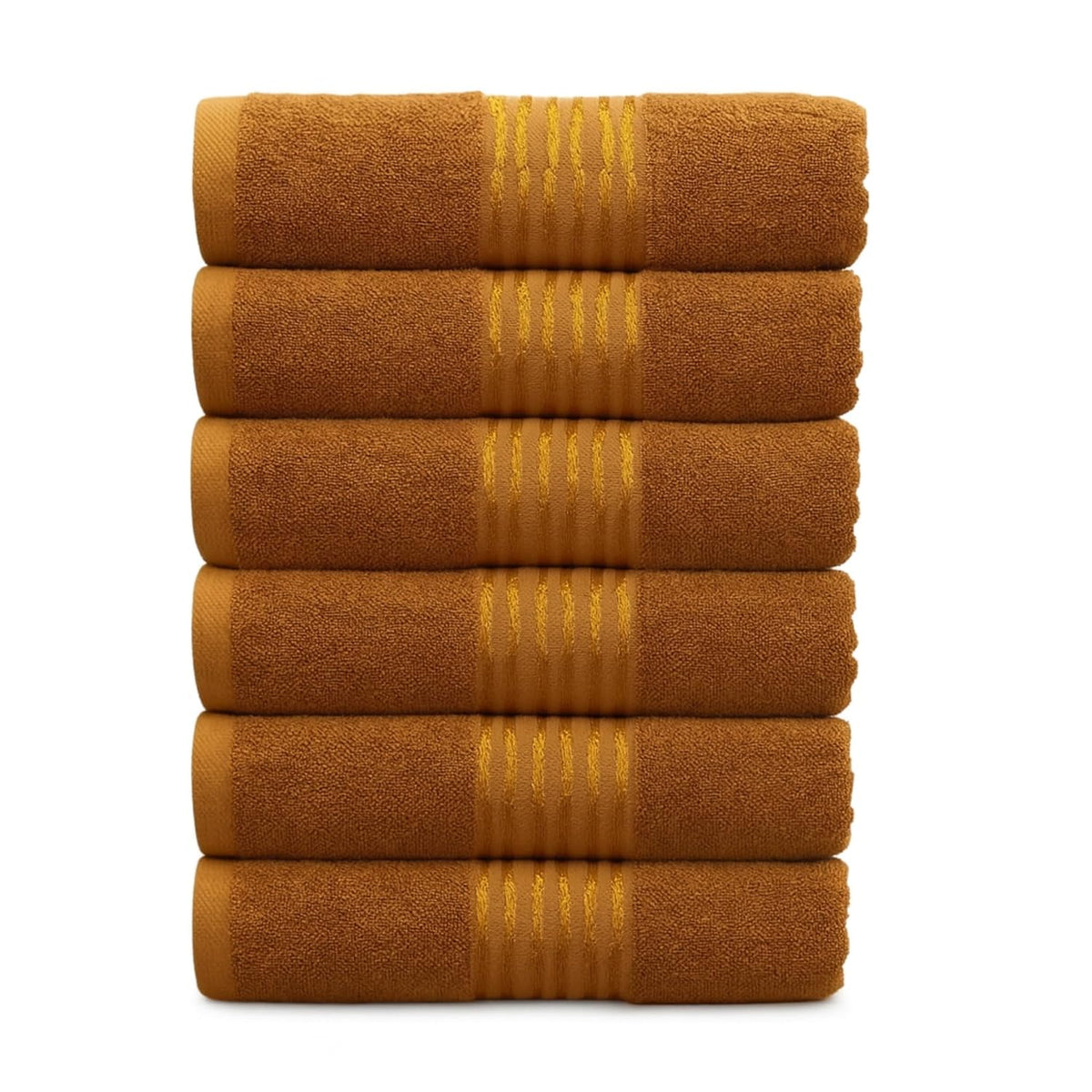 Zibell Luxurious Design Hand Towels With Exceptional Durability Absorbent Shower Towels 1200 Gsm (Golden Brown) - Set Of 6