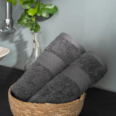 Ddecor Cotton Hand Towel 500 Gsm - Pack Of 2 (Grey)