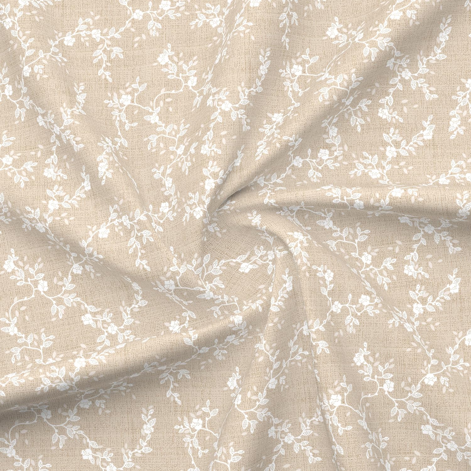 Cotton King Size Bedsheet With 4 Pillow Covers - Size 107 X 107 Inches, Beige & White | Light Weight & Breathable, Bedsheets Safe & Comfortable For Every Season