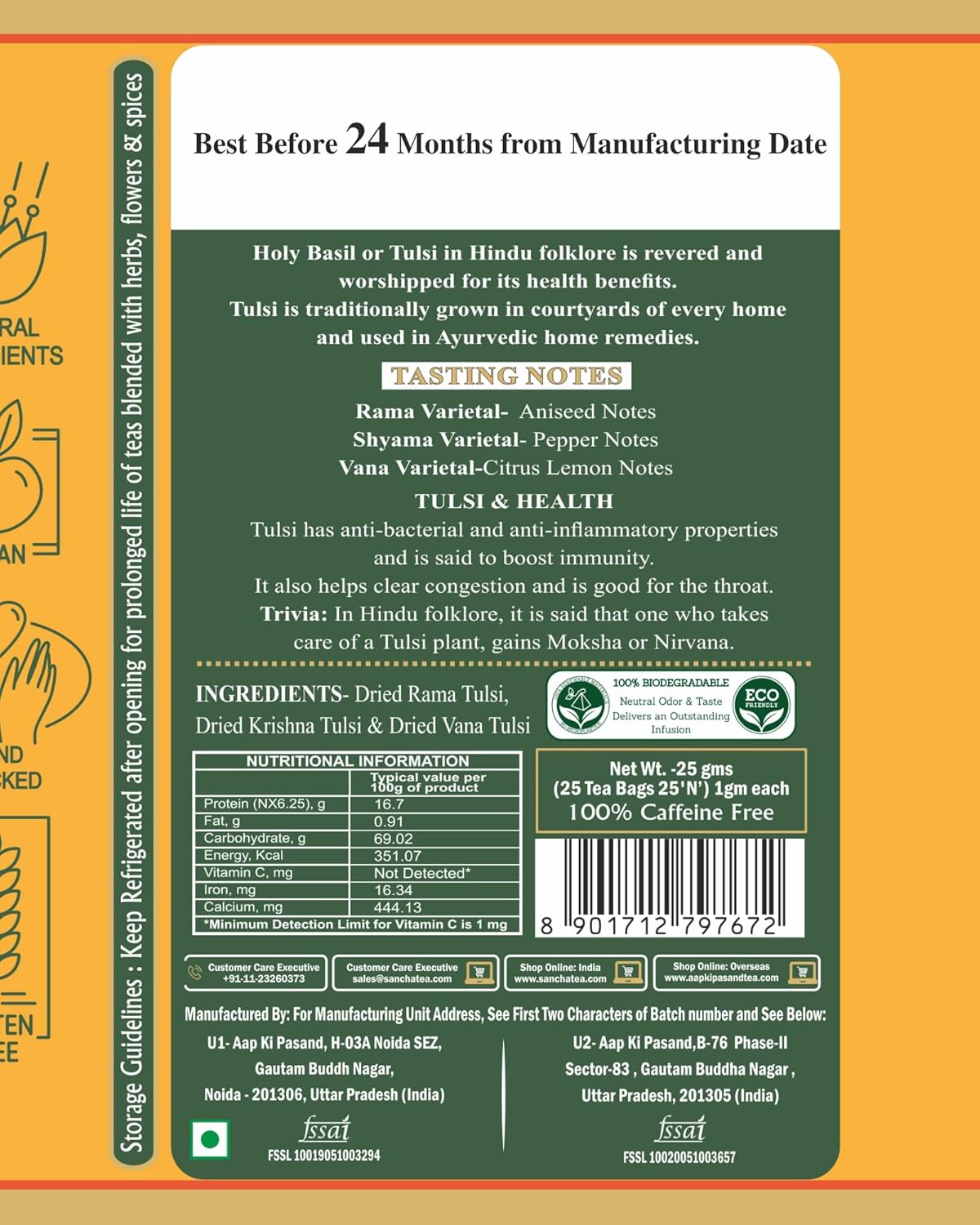 San-Cha Herbal Tea Combo Pack Of 3 - Sleeping Beauty + Peppermint Tea + Ayurveda Three Tulsi Herbal Tea Bags, 75 Pyramid Tea Bags | Zero Caffeine, Environment Friendly