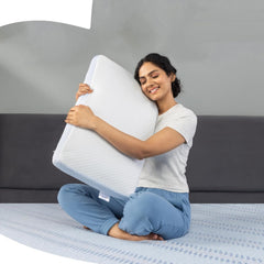 Premium Memory Foam Pillow For Sleeping, Breeze Queen Pillow With Perforated, White | Bed Pillow, Neck Support, Comfortable, Breathable, Soft Pillow, Washable Cover - Pack Of 1