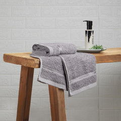 Welspun 100% Cotton Easy Care Hand Towel 400 Gsm | Quick Dry Ultra Soft Hand Towel (Grey) - Pack Of 2
