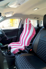Roman Home Solid Large Luxury All Car Seats & All Office Chair Towel With Tie Knot & Elistick 450 Gsm - (Pink & White)