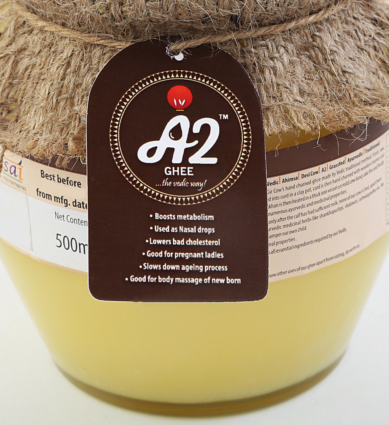 Organic A2 Gir Desi Cow'S Ghee By Isha Vasyam | Rich In Vitamin A & Healthy Nutrients Desi Ghee Perfect For Daily Intake Boosts Strength | (500ml) 16.9 Ounce | Jar Pack