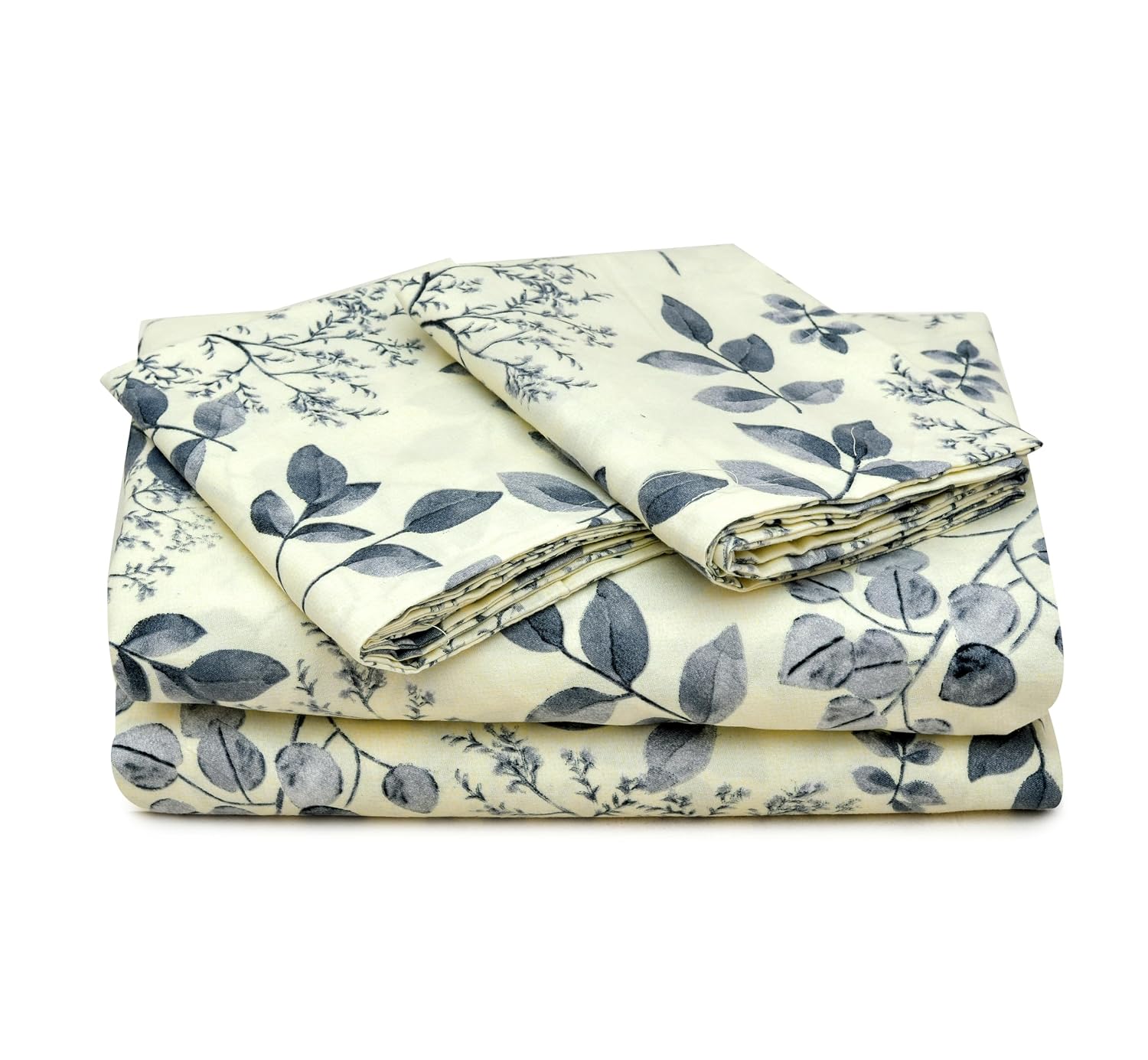 Elastic Fitted Bedsheet For Double Bed With 2 Pillow Cover - 60 X 78 Inches, Cream | Super Soft Brushed Durable Fabric