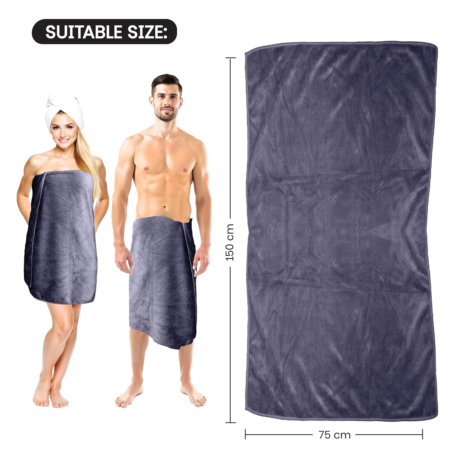 Housse Premium Microfiber Bath Towel 550 Gsm | Extra Large Quick Dry Towels For Women & Men | Super Soft Plush | Ultra Absorbent For Home Swimming Sports & Travel (Charcoal Grey)