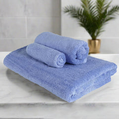 Heelium Bamboo Towel 1 Bath + 1 Hand & 1 Face Towel 900 Gsm | Soft, High Absorbency & Antibacterial Towels (Iris) - Pack Of 3