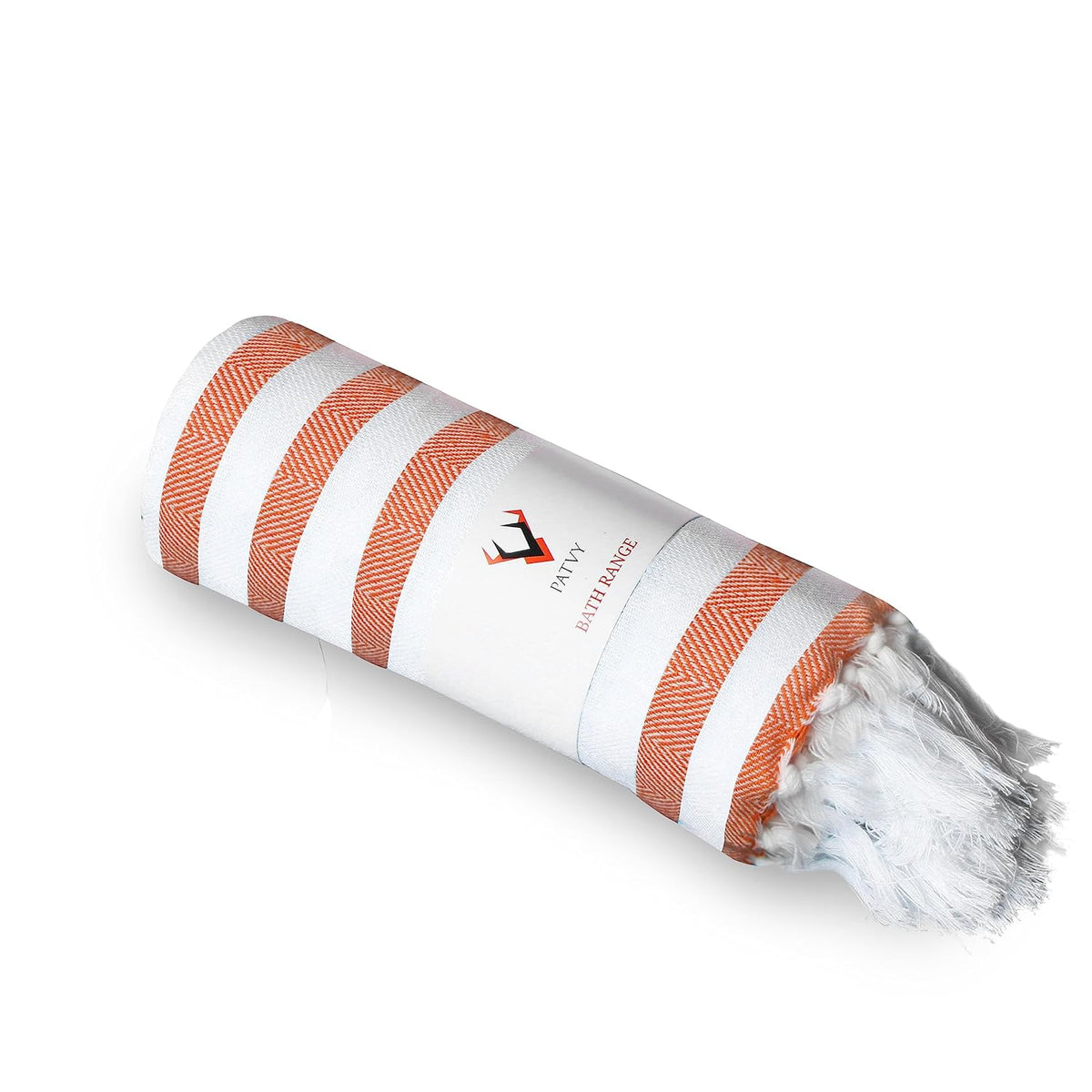 Patvy Bath Towels 240 Gsm | Light Weight Turkish Style Stripe Bath Towels For Men & Women Large Size (Orange)- Pack Of 1