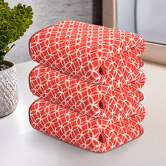 Heart Home Microfiber Soft Face Towels 700 Gsm | Quick Dry & Absorbent Hanging Hand Towels Circle - Red (Pack Of 3)