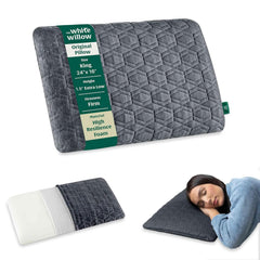 Orthopedic Cervical Pillow, Thin Pillow, Ultra Slim Hard Pillow, Grey, Size - King - 1.5 Inch | Extra Firm Slim Pillow For Neck & Shoulder Pain-Flat Pillow, For Neck Support, Washable Cover