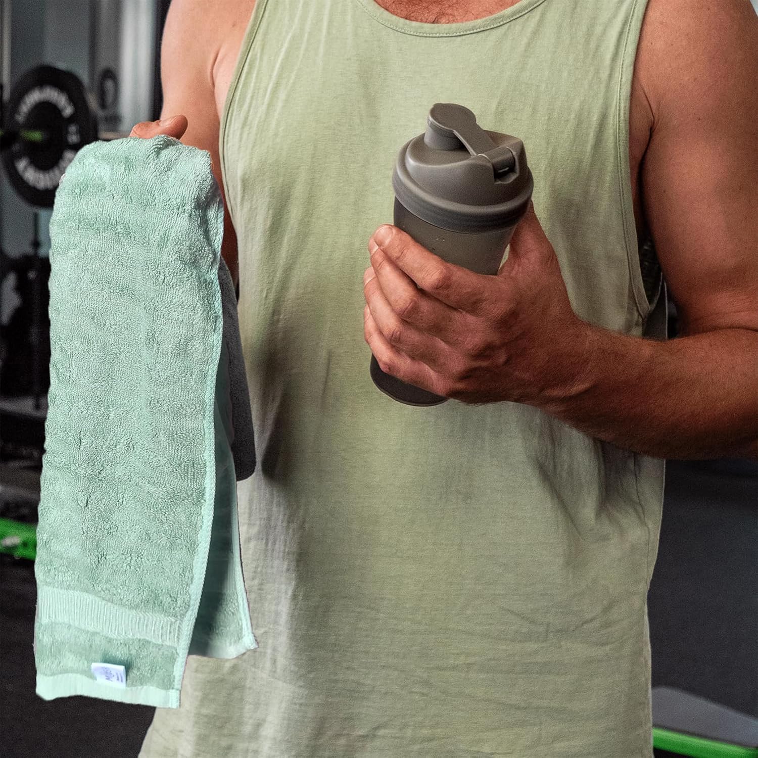 Mush Bamboo Hand Towels 600 Gsm | Ultra Soft, Absorbent & Quick Dry Towel Gym, Pool, Travel, Sports, Yoga Towel For Men & Women - Pack Of 6 (Olive Green & Pink)