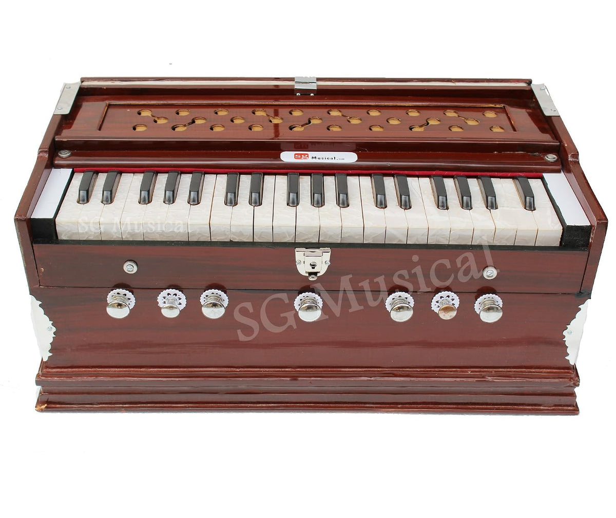 Musical Instrument Harmonium - 7 Stopper, Double Fold Bellow, Total 39 Keys, Two Reeds (Bass+ Male) | Tuning 440 Standard Pitch
