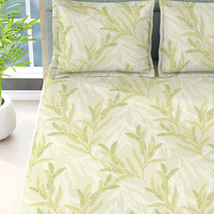 100% Cotton King Size Double Bedsheet Set With 2 Pillow Covers - 108 X 108 Inches, Green | Good For Villas, Resorts, Guest Houses, & Daily Home Use