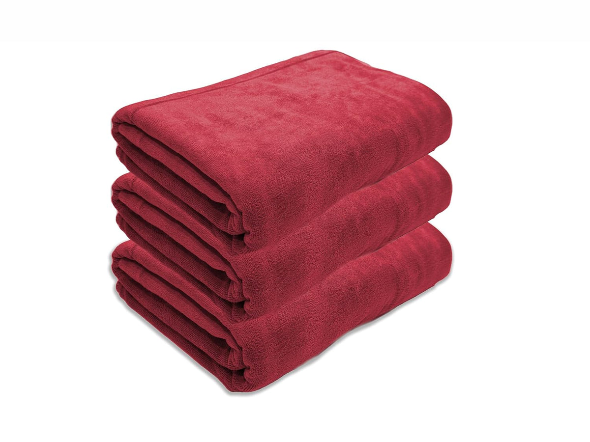 Black Gold The Finer Touch Oversized Microfiber Bath Towel 1950 Gsm | Soft Quick-Dry Microfiber Towel Lightweight, Absorbent & Travel-Friendly (Maroon) - Pack Of 3