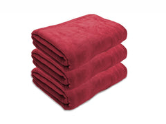 Black Gold The Finer Touch Oversized Microfiber Bath Towel 1800 Gsm | Soft Quick-Dry Microfiber Towel For Men & Women (Red)- Pack Of 3