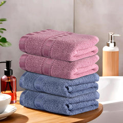 Kuber Industries Cotton Hand/Face Towels For Men & Women 800 Gsm | Easily Washable Workout Gym Napkins For Men - Dark Blue & Pink (Pack Of 4)