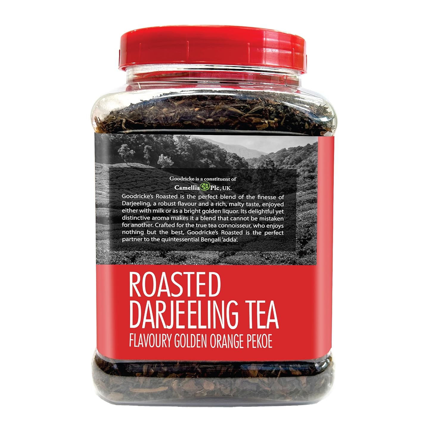 Goodricke Roasted Darjeeling Tea 250gm Jar, 8.8 Ounce - Flavoury Golden Orange Pekoe | Premium Black Loose Leaves Tea With Rich Taste & Flavor - 100% Pure & Original Long Leaf Chai | Low Caffeine