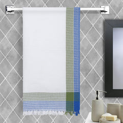 Ecosense Premium Large Cotton Non-Terry Bath Towels 300 Gsm | Soft Absorbent & Comfortable Bath Towels Large Size | Quick Dry Gym, Travel - Blue/Green Waffle (Pack Of 1)