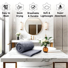 Housse Premium Microfiber Bath Towel 550 Gsm | Extra Large Quick Dry Towels Super Soft Plush | Ultra Absorbent For Home, Swimming, Sports, Travel (Natural Grey)