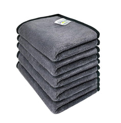 Softspun Microfiber Super Absorbent Small Wipes 500 Gsm | Silk Banded Edge Towel Set Extra Thick Microfiber Cleaning Cloths Perfect For Bike 5 Pieces (Grey)