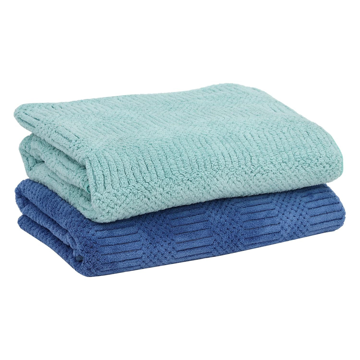 Urbanleaf Microfiber Large Bath Towel 630 Gsm | Quick Dry Super Absorbent Bath Towel For Men & Women | Pack Of 2 | 250 Tc (Blue & Light Green)