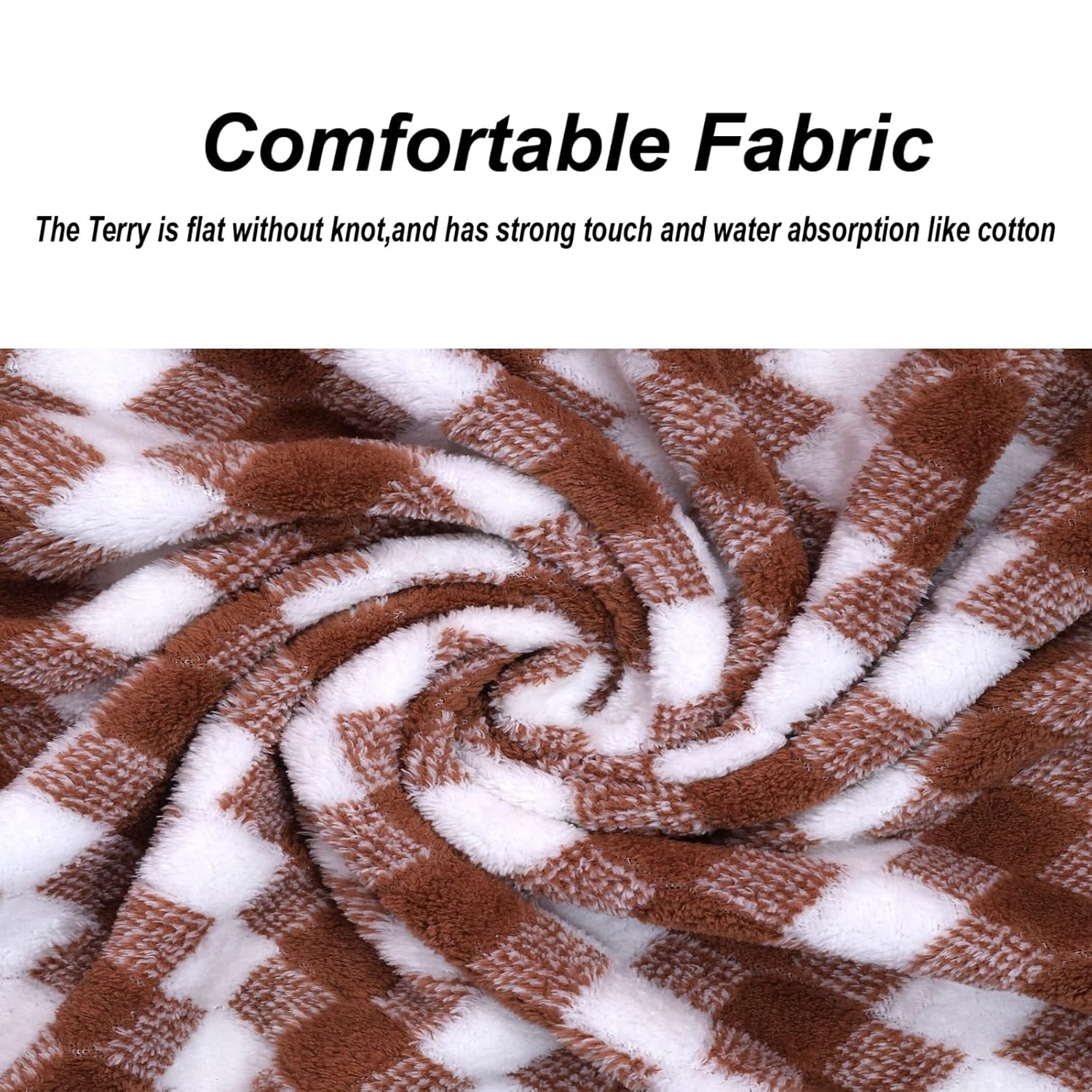HomeCloud Microfiber Soft & Fuffy Bath & Face Towel 400 Gsm With Hanging Loop | 3x Softer Than Cotton Towels | Highly Absorbent Set Of 2 (Checks Brown)