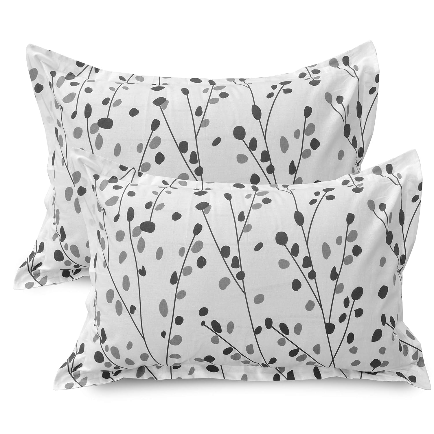 Bedsheet For Double Bed With 2 Pillow Covers | Soft, Lightweight & Breathable Cotton Bedsheet | Queen Size - 88 X 96 Inches, Grey & White