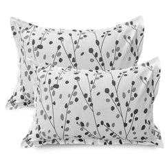 Bedsheet For Double Bed With 2 Pillow Covers | Soft, Lightweight & Breathable Cotton Bedsheet | Queen Size - 88 X 96 Inches, Grey & White
