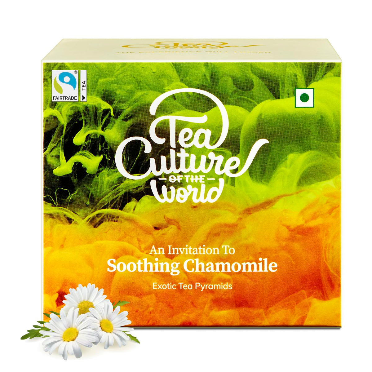 Tea Culture Of The World Soothing Chamomile Green Tea - 16 Tea Bags | Real Whole Chamomile Flowers - No Dust, Sweet Aroma & Delicious Taste | Low Caffeine