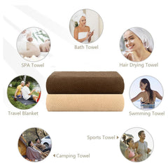 Casa Copenhagen Designed In Denmark Popcorn Super Soft 2 Pieces 100% Cotton Large Bath Towel 525 Gsm - Beige & Brown