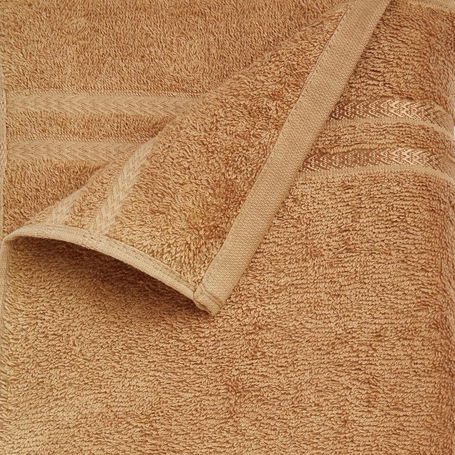 Welspun 100% Cotton Bath Towel 450 Gsm | Quick Dry High Absorbency Attractive Border -Tan