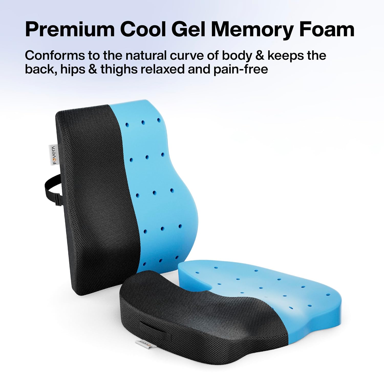 Orthopedic Memory Foam Sitting Cushion Combo, For Pain Relief, Mesh Black | Coccyx Seat Cushion For Tailbone & Back Support For Chair | Relieves Back, Hip, For Office & Home Chair