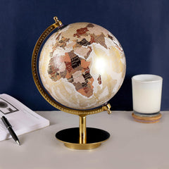 Rotating World Globe 8 Inch With Designer Metal Stand For Show Pieces, Office Decor, Study Table Decor, Birthday, Party Gifts & Anniversary, For Students Learning, Pack Of 1