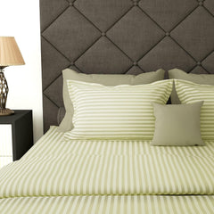 Satin Stripes King Size Cotton Bedsheet With 2 Pillow Covers - 108 X 108 Inches, Off White | Perfect For Home Decor, Guest House | Ideal For All Seasons