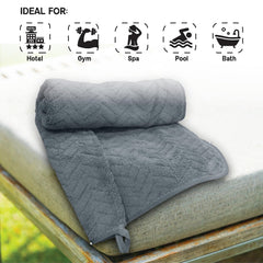 Housse Microfiber Nova Coral Fleece Bath Towel 450 Gsm | Ultra Soft Super Absorbent Towels For Gym, Yoga & Beach (Grey) - Pack Of 1