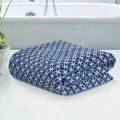 Kuber Industries Microfiber Bath Towel 350 Gsm | Large Size Soft Quick Dry & Absorbent Shower Bath Towel (Circle) - Blue