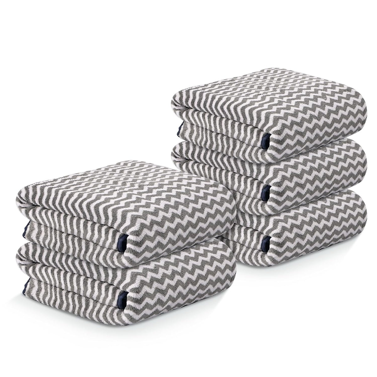 Kuber Industries Microfiber Bath Towel 1750 Gsm | Large Size Soft Quick Dry & Absorbent Shower Bath Towel (Zig Zag - Grey)- Pack Of 5