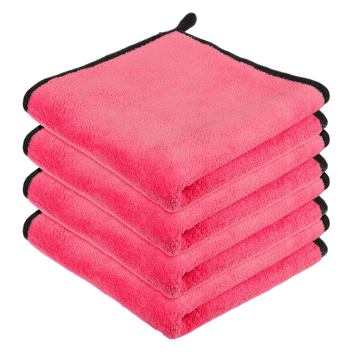 Kuber Industries Cleaning Towel 750 Gsm | Reusable Cleaning Cloths for Kitchen | Duster Towel For Home Cleaning Cloth Towel With Hanging Loop - Pack Of 4 (Pink)