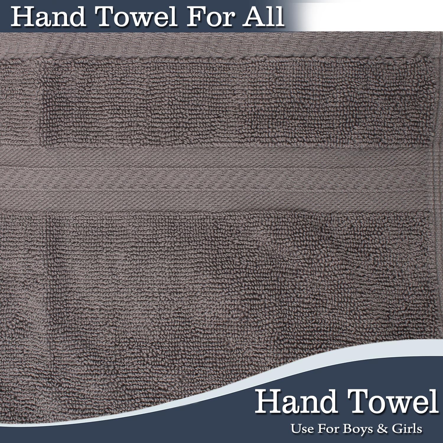 Fresh From Loom Luxury Fur Collection Hand Towel 500 Gsm Napkins Cotton High Absorbency Double Stitched Size (Grey) - Set Of 6