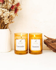 LAVENDER & JASMINE FRAGRANCE GLASS CANDLE | AROMA CANDLE SCENTED CANDLE SOY WAX