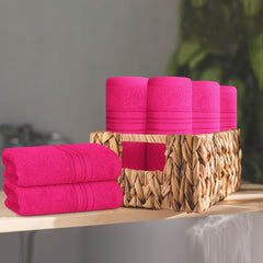 Boutiquo Ultra Soft 100% Cotton Washcloths 1800 Gsm | Contains Face Cloths Compact & Lightweight Multi Purpose Washcloths - Hot Pink (12 Piece)