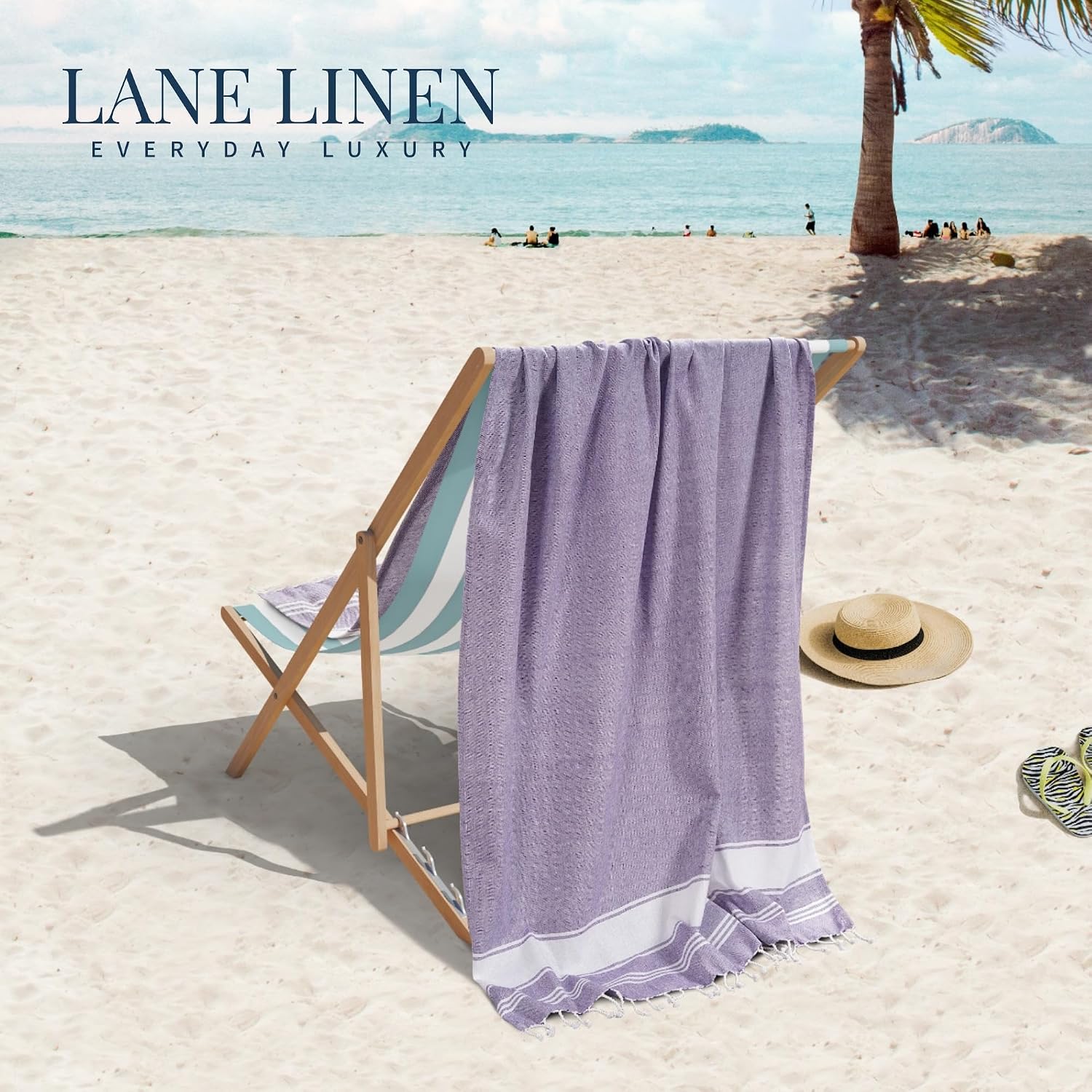 Lane Linen Turkish Beach Towels 699 Gsm | Extra Large Beach Towel, Pre-Washed For Soft Feel, Oversized Sand Free Quick-Dry Pool Towe- Day Break (2 Pack)