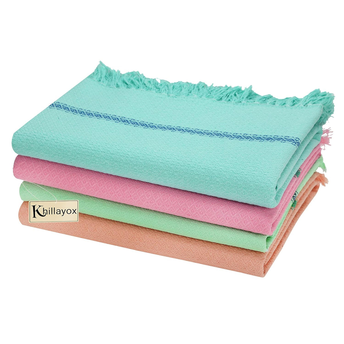 Khillayox Cotton Large Size Bath Towel 1200 Gsm | Super Soft & Super Absorbent Bath Towels - Set Of 4 (Multicolor)