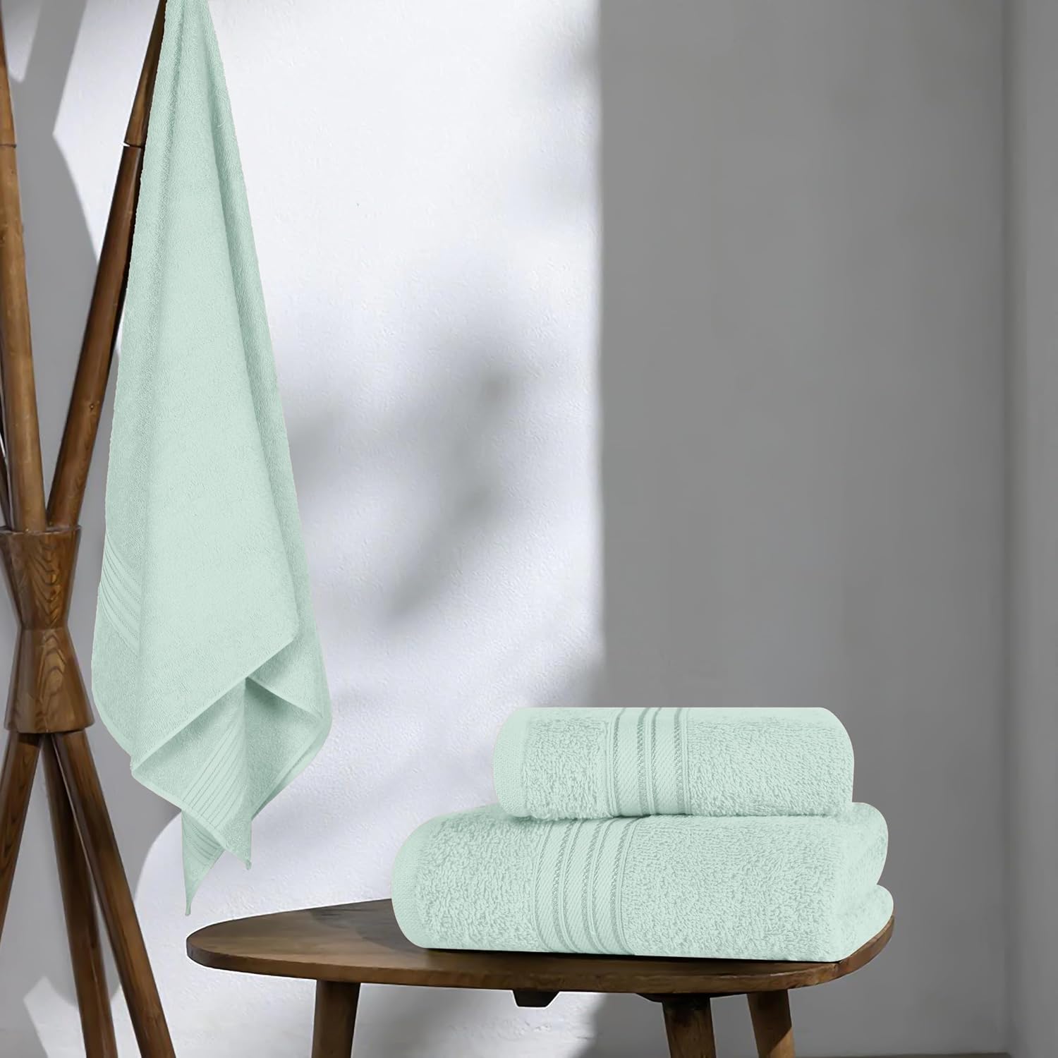 Boutiquo 100% Cotton Bath, Hand & Face Towel 900 Gsm | Eco-Friendly Towels For Men & Women, Ultra Soft & Highly Absorbent - Sea Green (Pack Of 3)