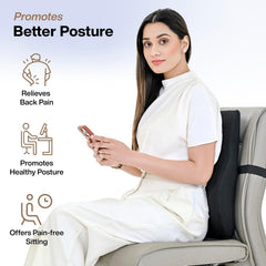 Gel Memory Foam Pillow, For Car Seat Back Support, Pain Relief, Mesh Black, Large Size | Orthopedic Lumbar Back Rest Pillow For Sitting | Lightweight, Adjustable, Removable Cover