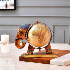 Home & Office Decorative Globe Metal Elephant Table Top Showpiece Globe, Home Decor & Gift For Living Room, Bedroom, Showcase, Office Desk, Pack Of 1