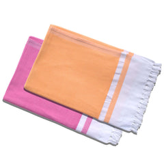 Pure Cotton Turkish Bath Towel 700 Gsm | Extra Soft Plush Light Weight Quick Dry Travel Thin Towels (Golden & Pink) - Pack Of 2