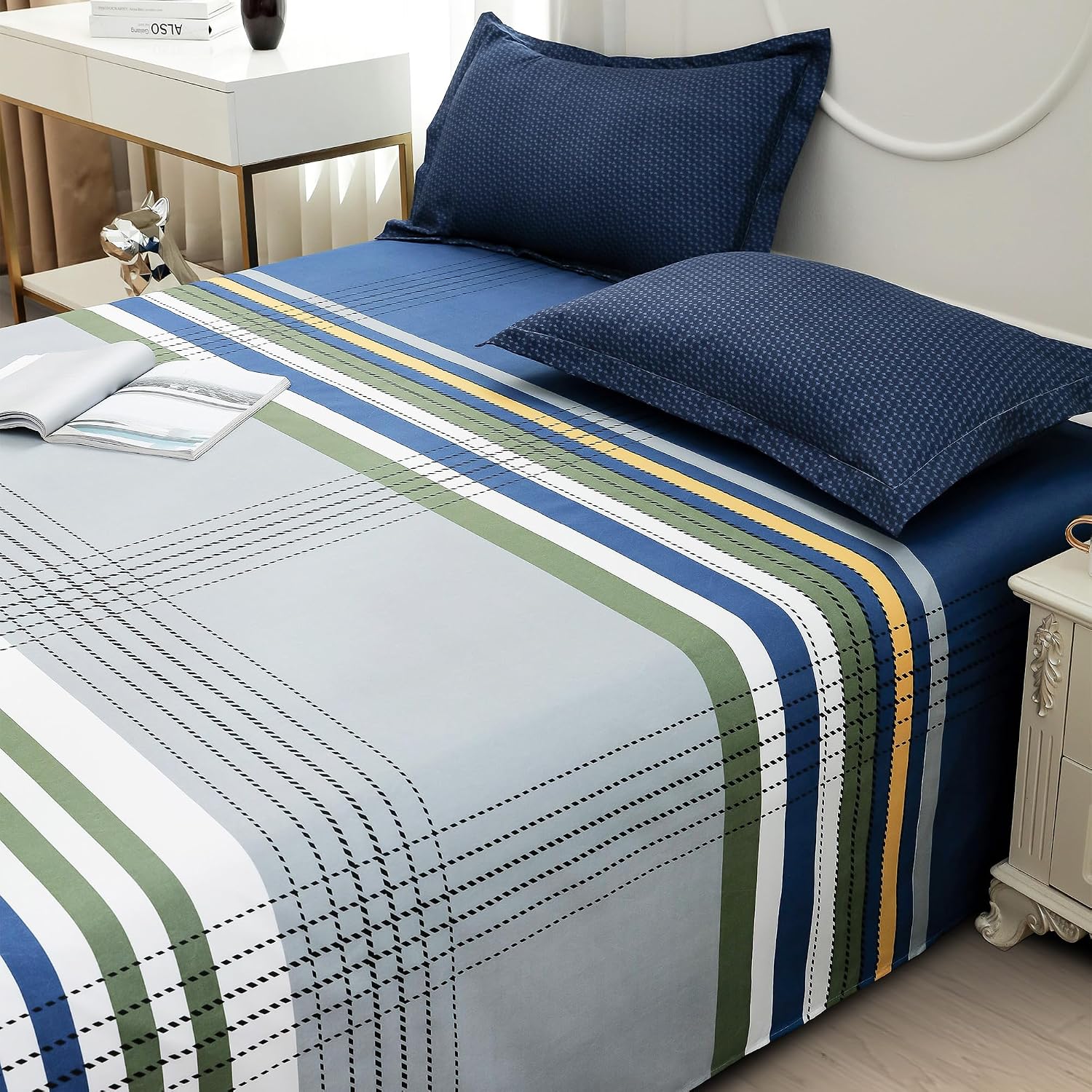 Bedsheets For Double Bed With 2 Pillow Cover - 92 X 98 Inches, Multicolor | Satin Finish Microfiber Queen Size Bedsheet | Skin Friendly & Breathable Fabric