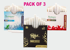 Aarogyam Herbals Tobacco And Nicotine Free Herbal Flavor Smoke For Relieve Stress And Mood Enhance Product - Strawberry, Relax, Mint Flavour - Pack Of 3 30 Sticks